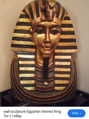 Egyptian King Tut Wall Sculpture in Gold and Black vintage